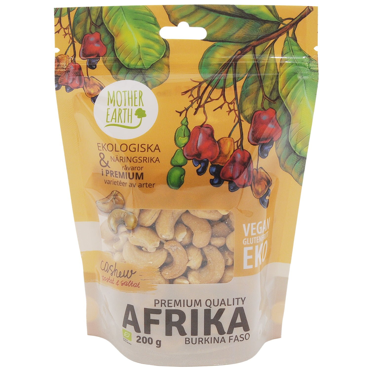 Mother Earth Premium Cashew Rostade&Saltade EKO 200g