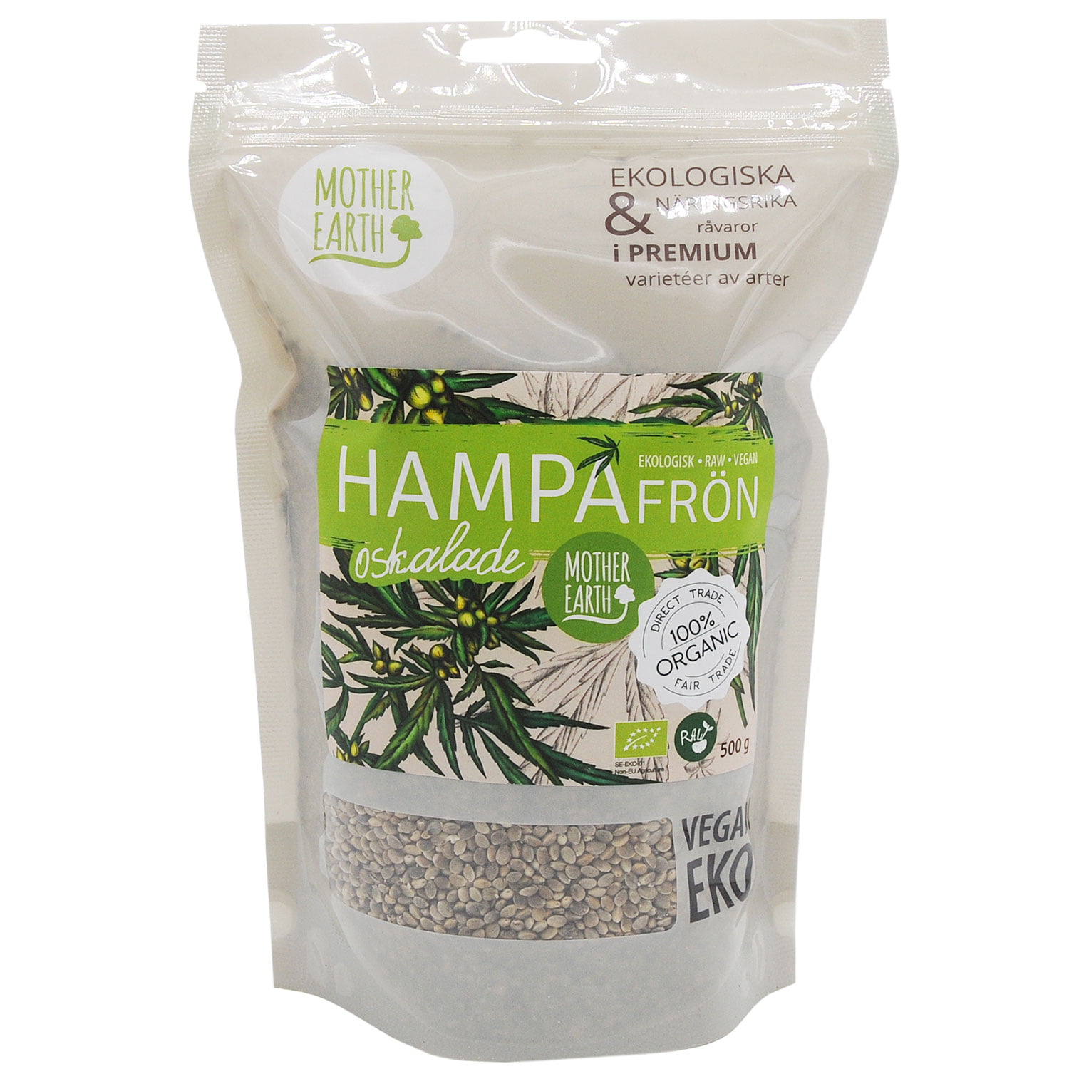 Hampafrön oskalade raw & eko 500g