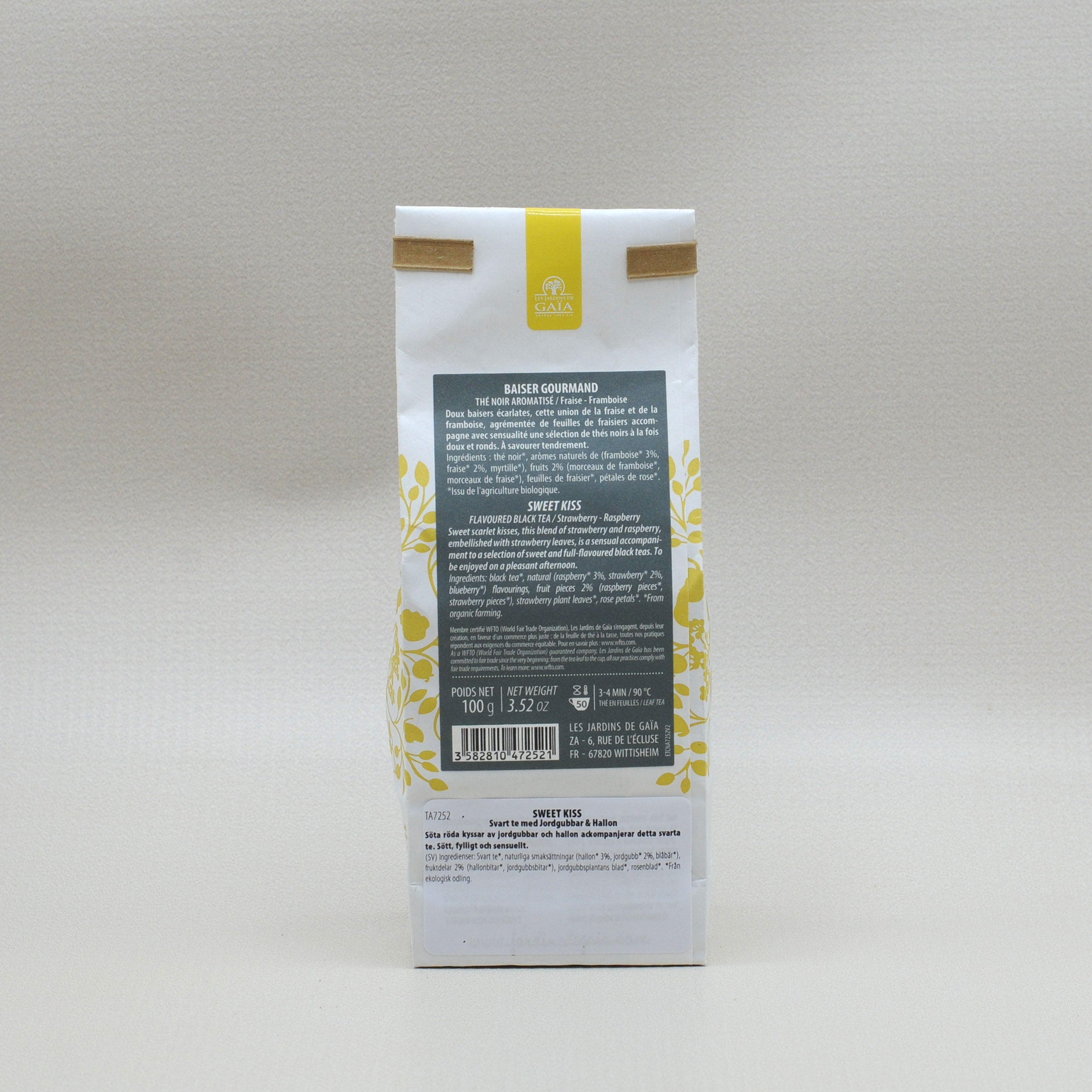 Les Jardins de Gaïa Sweet Kiss Jordgubbe Hallon Svart Te EKO 100g