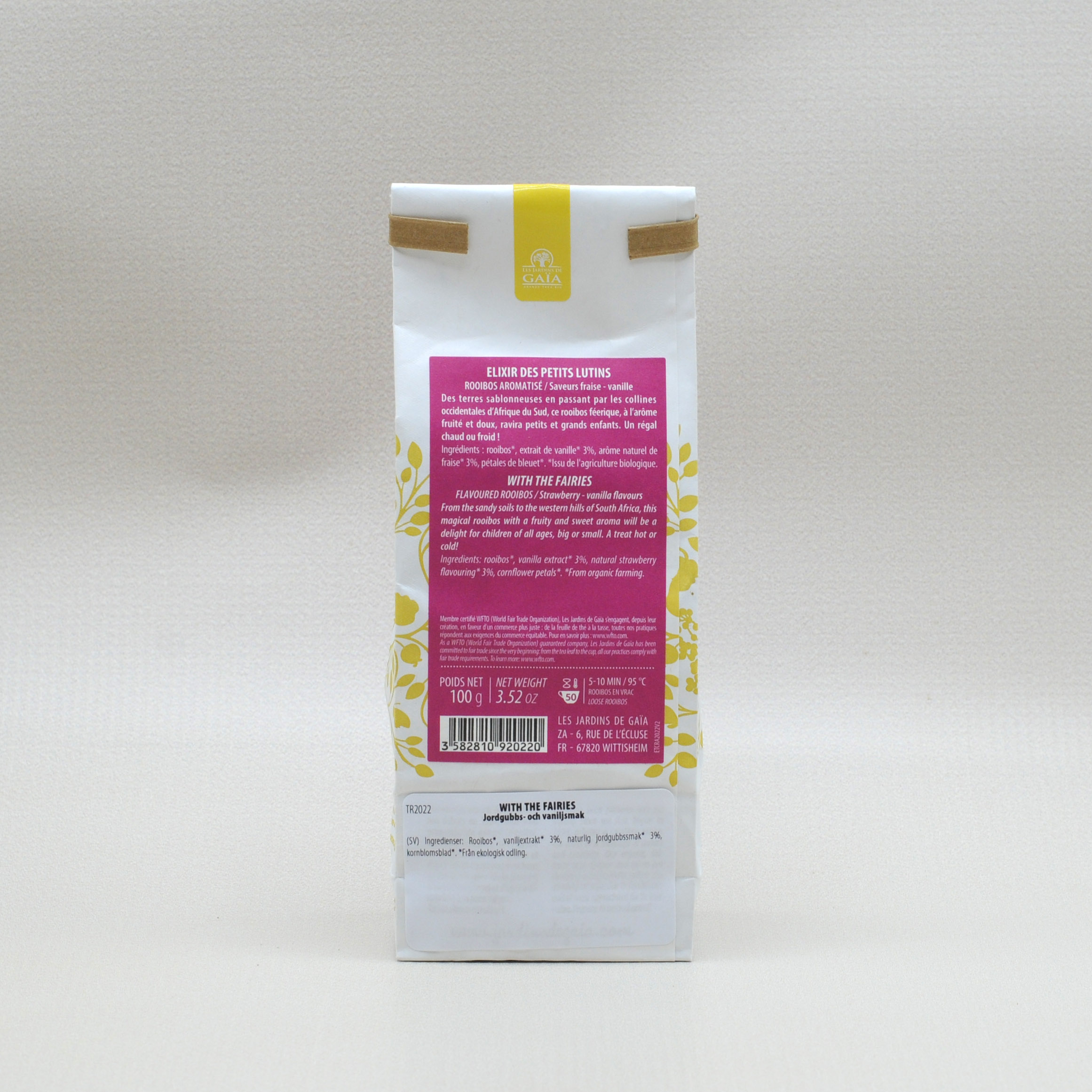 Les Jardins de Gaïa With the Fairies Jordgubb Svart Te EKO 100g